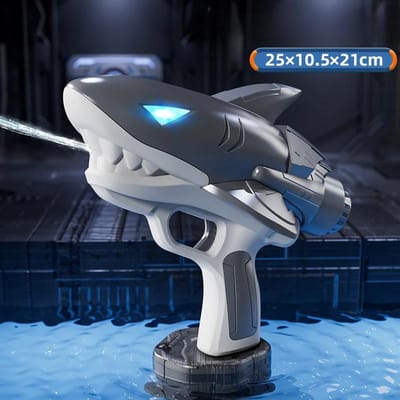 Zomer Speelgoed Zwembad Water Spelletjes Automatisch Continue Vuur Lichtgevend Waterpistool Haai Elektrisch Waterpistool Speelgoed Grote Capaciteit Speelgoed gray