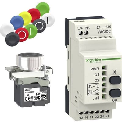 Schneider Electric XB4RFA02 XB4RFA02 Druktoets 240 V/AC 1.5 A Moment Groen, Geel 1 set(s)