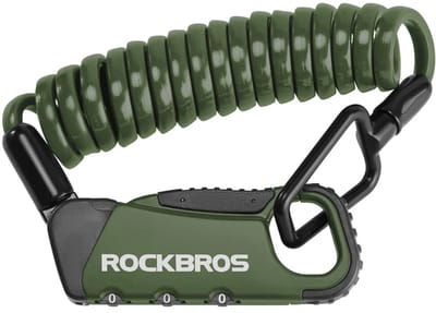 Rockbros Fietshelmslot - Helmslot Motor - Kabelslot - 120 cm - Cijferslot - Zinklegering met TPU Coating - Lichtgewicht - Groen - Rockbros