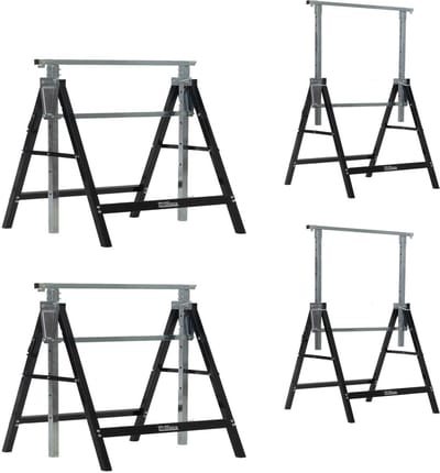 TRUTZHOLM - Werkschraag Set van 4 - 7-voudig Verstelbaar 80-130 cm - 800 kg - Inklapbaar - Zwart - Steigerschraag - Staal