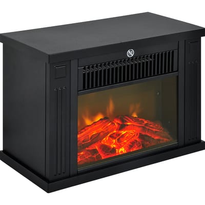 HOMCOM elektrische haardkachel met vlameffect, eigentijdse stijl, thermostaat, 600 W, zwart