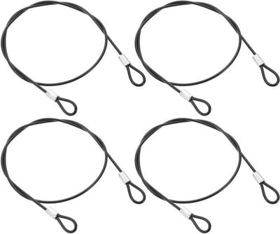 SnelShoppen - 4 Stuks 50cm Kabels RVS Vinyl Gecoat Met Oogjes Veiligheidskabel Voor Buiten, Meubels, Camping, Tuin, Zwart