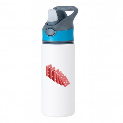 Hacebo® - Domino waterfles met rietje blauw - Kind - kinderen - Speelgoed - spelletje - leren tellen - water fles - 650ML