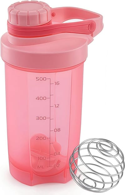 Thijox - Shaker Fles 400ML Roze voor Sporters, Fitness, Studenten - Ideaal voor Proteïneshakes, Training, Reizen - Brede Opening, Handig en Compact