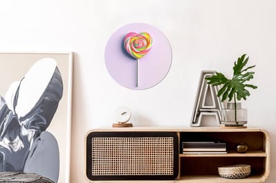 WallCircle - Wandcirkel - Muurcirkel - Hart - Lolly - Snoep - Aluminium - Dibond - 30x30 cm - Binnen en Buiten