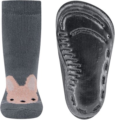 Antislip kindersokken met konijn - Stahlgrau - 29-30