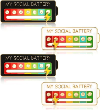 longziming - 7-in-1 Stemmingsbadge Emotie Pin Set - Interactieve Mood Tracker Broche 7 Emoties - Sociale Batterie Pin - Kleurgecodeerde Stemming Uitdrukking - Kratzfest En Lichtgewicht - 4 Stuks