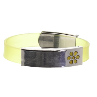 Behave – Armband dames siliconen – geel bloemdetail – sporty casual