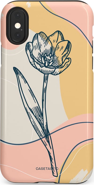 Casetastic Hoesje Geschikt voor Apple iPhone X/Xs - Stijlvolle Beschermende Duo-layer Case - Lente tulp