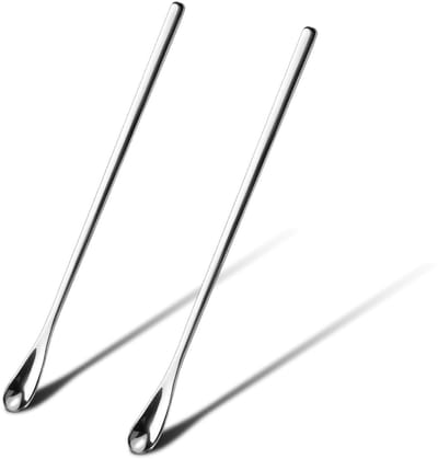 Dailygoods- Reptielenlepel Roestvrij Staal - 2 Stuks - Lange Steel - Voerlepel - Menglepel - Geschikt voor Crested Gecko/Gargoyle/Baardagaam