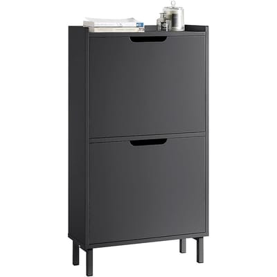SoBuy FSR151-SCH Schoenenkast - Zwart Houtcomposiet met 2 Kleppen