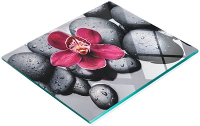 Keukenplank van gehard glas met orchideeënmotief, 60x52 cm