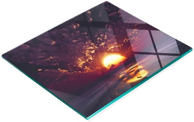 Multifunctionele decoratieve glazen snijplank voor de keuken, zonsondergangmotief, 60x52 cm