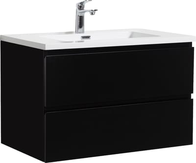 Badplaats Badkamermeubel Set Angela 80 cm – Mat Zwart – Badmeubel met Wastafel