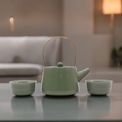 Kruidenjade theepotset - pot en twee kopjes - cadeau geschenkset vrouwen geschenkset mannen