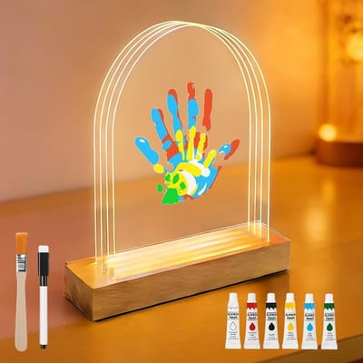 Handafdrukset voor het gezin met licht en 5 niet-giftige wasbare verfkleuren, perfect voor babyprints en als cadeau voor Moederdag en Vaderdag