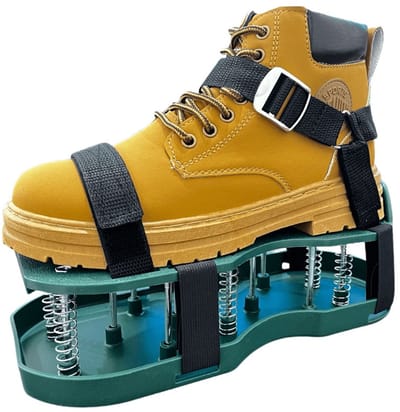 Tuinschoenen - Gazonnoppen - Automatische rebound - Gazonbeluchters - Tuinschoenen met grasspikes - Intrekbare veren - Dubbellaagse stootschoenen met verstelbare banden - Tuingereedschap - Voor gazononderhoud - Groen - 29.5*13cm