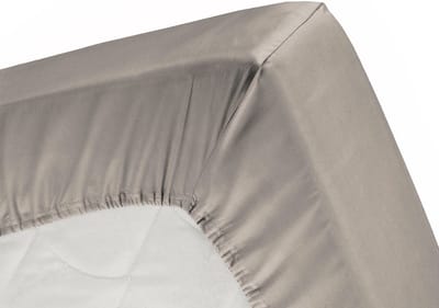 YOON hoeslaken katoensatijn taupe - 80x200 cm - GOTS gecertificeerd 100% katoensatijn