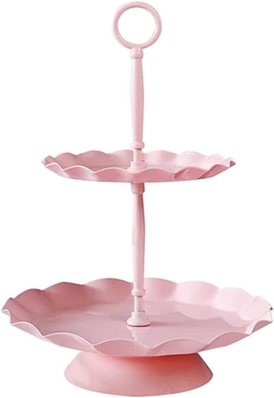 Taartstandaard - Dessert plateau - Feestelijke presentatie - Roestbestendige laag - N.v.t. - Roze