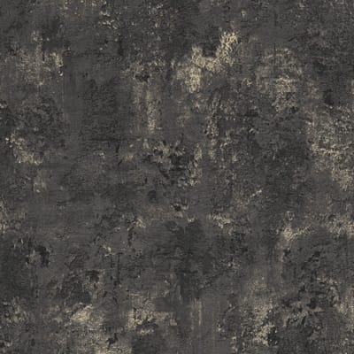 Pleister-look behang Profhome 388234-GU vliesbehang hardvinyl warmdruk in reliëf gestructureerd met structuur en metalen accenten zwart goud antraciet 5,33 m2