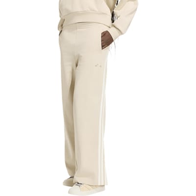 Adidas Kit 3-stripes Wide Joggers Broeken Dames - Wit - Maat S (34-36) - Katoen Jersey