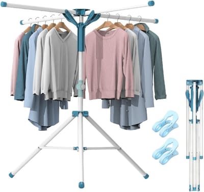 MKSS® Droogmolen met Voet voor Camping & Thuis - Wasrek Staand - Droogrek Inklapbaar - Wit
