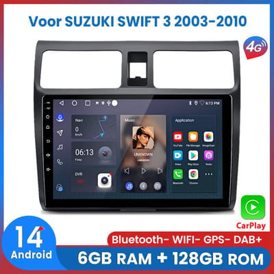 Awesafe 6+128GB Android14 Carplay Autoradio - 8 Kern V1PRO - Geschikt Voor SUZUKI SWIFT 3 2003-2010 - Draadloze Carplay Android Auto - Touchscreen - GPS Navigatie 4G WiFi - Bluetooth Radio - 2003 2004 2005 2006 2007 2008 2009 2010