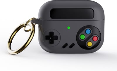 okido - Retro Gaming Hoesje geschikt voor Airpods 4 - Silliconen case Donker Grijs voor Airpods - Console - Case geschikt voor Apple AirPods 4 - Airpods Nintendo Hoes