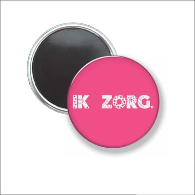 Button Met Magneet 58 MM - Ik Zorg - Roze - NIET VOOR KLEDING