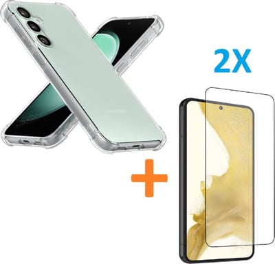 Anti-Shock silicone hoesje met 2 Pack Tempered glas Screen Protector Geschikt voor: Samsung Galaxy S23 Plus