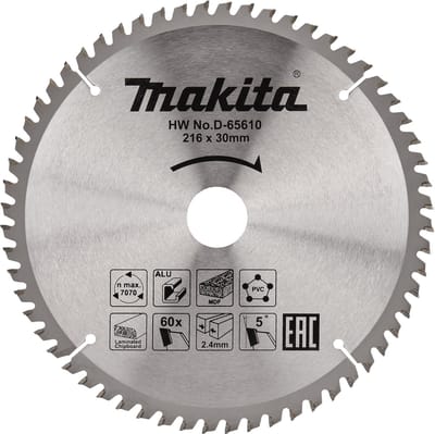 Makita Afkortzaagblad voor Multimaterial | Standaard | Ø 216mm Asgat 30mm 60T - D-65610