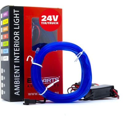 Einparts LED Ambient Interieurverlichting 5m Blauw - Universele 24V Truck Sfeerverlichting 360 Graden Dunne 2mm Strip Compleet Pakket