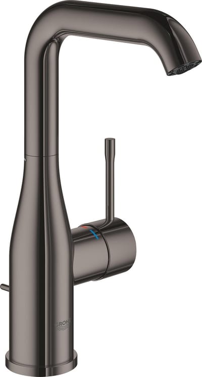 GROHE Essence New Wastafelkraan - hoge draaibare uitloop - met trekwaste - hard graphite (antraciet glanzend) - 32628A01