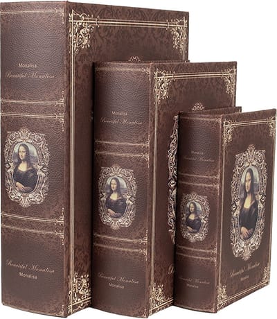 Clayre & Eef Opbergdoos Set van 3 Boeken 27/22/17 cm Bruin Hout