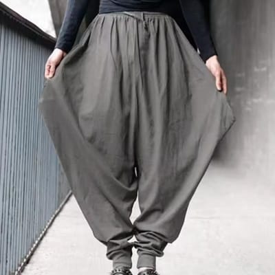 Hip Hop Punk Dansbroek Heren Hoge Elastische Taille Harem Vintage Losse Broek Oversized S-5XL 4XL grijs