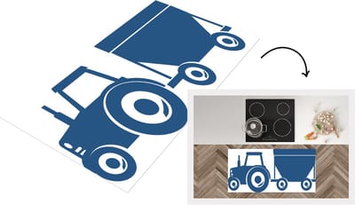 Keukenloper - Loper keuken - Tractor - Aanhanger - Blauw - 120x60 cm - Keukenloper vinyl