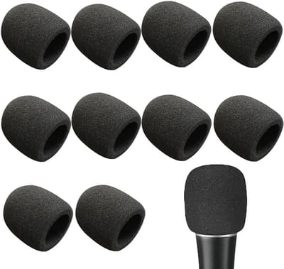 Windscherm voor microfoon - 10 stuks zwart schuimrubber - stofdicht & antibacterieel - voor KTV, podiumoptredens, conferenties & nieuwsinterviews