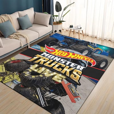 Hot Wheels 27 Stijl Nieuwe Raceauto Cartoon Tapijt Vloerkleed voor Woonkamer Slaapkamer Huis Sofa Decoratie, Kinderen Spelen Antislip Vloermat 40x60cm( 15x23in )