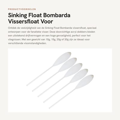 Dailygoods- Float 5 Stuks - Zinkende Dobbers - Vliegvissen - Acryl - Lichtgewicht - Hoge Gevoeligheid - Visdobber