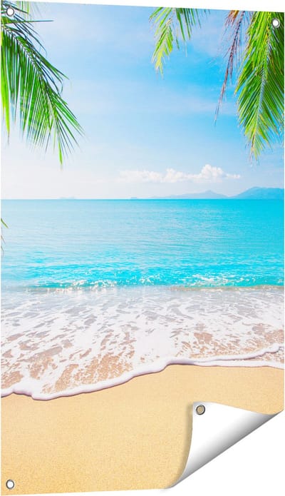 Gards Tuinposter Tropisch Strand en Zee - 60x90 cm - Tuindoek - Tuindecoratie - Wanddecoratie buiten - Tuinschilderij