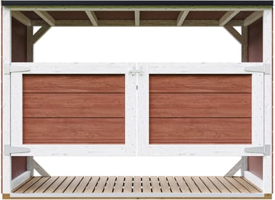 Timbela M982A-REDWOOD RED - LP SmartSide Kliko ombouw - 3x240L - met deuren - container ombouw hout