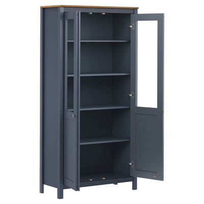 vidaXL - Hoge - kast - Hill - 85x37x170,5 - cm - massief - grenenhout - grijs