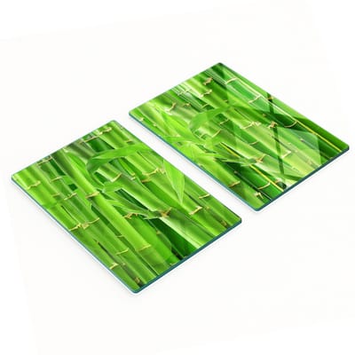 Keukenplanken van gehard glas met afbeeldingen, 2 stuks, bamboe, 2x40x52 cm