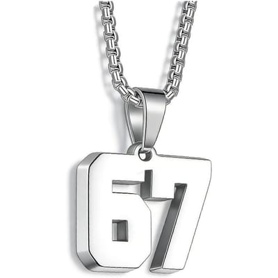 Roestvrijstalen Ketting 67 Nummer Hanger Ketting Voor Vrouwen Mannen Geluksnummer T Rend Ketting Feest Sieraden Cadeaus 67 Ketting white