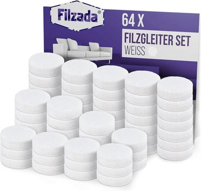 64x Viltglijders Zelfklevend - 20 mm Rond - Professionele Meubelglijders met Ideale Kleefkracht