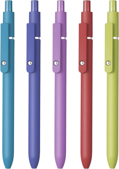 Famanu 5 STKS Gel Pennen Sneldrogende Inkt Pennen Zwart Navulling 0.5mm Fine Point Premium Intrekbare Balpen Gel Pennen Vintage Stijl