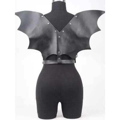 Halloween Vleermuisvleugels Harnas, Punk Gothic Leer Verstelbare Schouderband, Cosplay Kostuum Accessoires, Clubkleding Outfit, Festiv 99cm black
