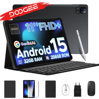 DOOGEE Tab E3 Tablet 32GB (8+24) 256GB Gemini AI Android 15 11" FHD+ 8800mAh Batterij Helio G100 Dubbele Luidsprekers 2-in-1 Tablet
