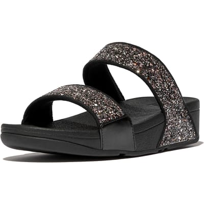 FitFlop Lulu Multi-Tonal Glitter Slides Dames Slippers - Zwart Multi
