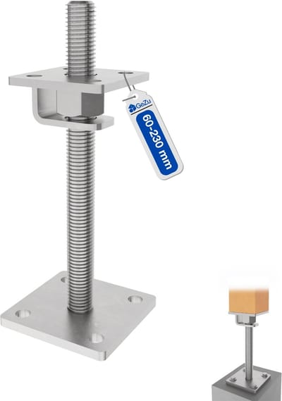GeZu Impex Verstelbare Paalhouder Met U Profiel En Moer 80 x 80 mm Zinkvlok